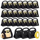 NBEADS 24 cajas para tazas para regalos, tazas de café, cajas de regalo con 1 rollo de cinta amarilla con asa para regalos de dama de honor, bodas, decoración de bricolaje, negro, 14 x 9 cm