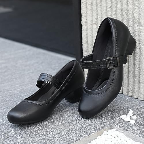 Image of Ortho+rest Women Orthopedic Bunion Mary Jane Dress Shoes | Bunion-bliss Dressy Pumps, Low Chunky Heel, Round Toe, Comfortable for Work & Office Professionals