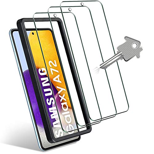 Wonantorna Protection écran pour Samsung Galaxy A72/A72 5G Verre Trempé, [3 Pièces] [Ultra Clair] [Sans Bulles] [Installation Facile] Vitre Protection d’écran pour Samsung Galaxy A72/A72 5G Cover