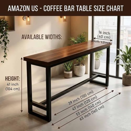 Mesa alta de estrecha con marco de metal 100cm para comedor y pub 3