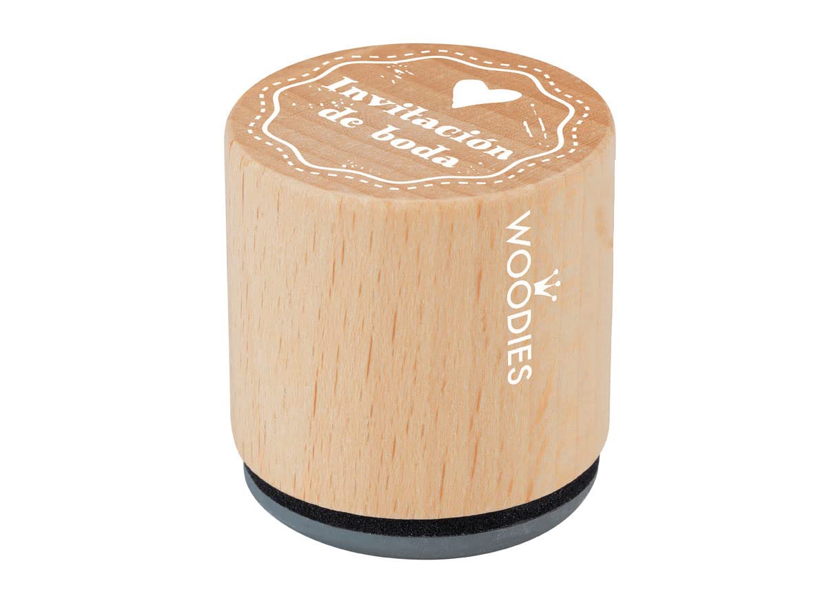 Wood and Rubber Stamp Wedding Invitation diam. 33 x 30 mm.