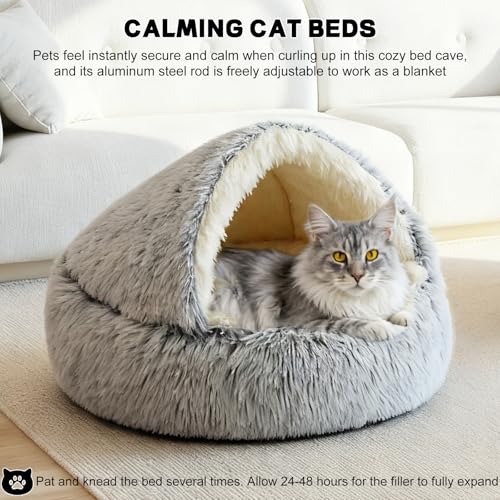 Couchage moelleux pour chat auto-chauffant et stable avec housse douce