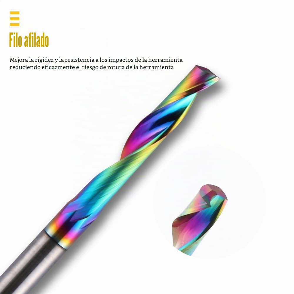 Brocas CNC de una sola flauta de 1/8 pulgadas, diámetro de corte de 1/8 pulgadas, longitud de corte de 17 mm, fresa de extremo de aleación de carburo de tungsteno sólido, cortador de fresado de