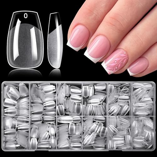 750pc Short Coffin Nail Tips Clear Fake Nails Full Cover Gel Nail Tips
