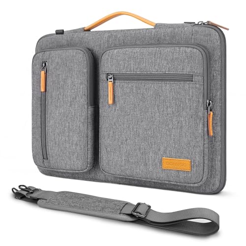 DOMISO Funda para Portatil Ordenador 17 Pulgadas,Protección Bolsa para 17 Pulgadas Lenovo,HP,Dell,Asus Chromebook,Impermeable Laptop PC Case Sleeve Con Tirantes,Gris