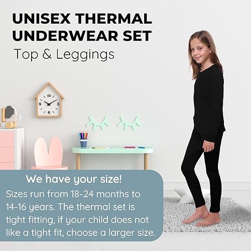 Ultra Dry Thermal Underwear for Kids Long Johns Fleece Lined Leggings and Shirt Boy and Girl Unisex Underwear Bases Set 3 51Nwr9dKMmL. AC