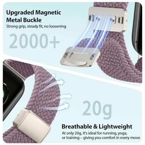 Image of Tobfit Stretchy Nylon Braided Band for Redmi Watch 6 /Redmi Watch5 /4 & Xiaomi Smart Band 8 Pro /9 Pro - Breathable, Adjustable Quick-Release Replacement Strap