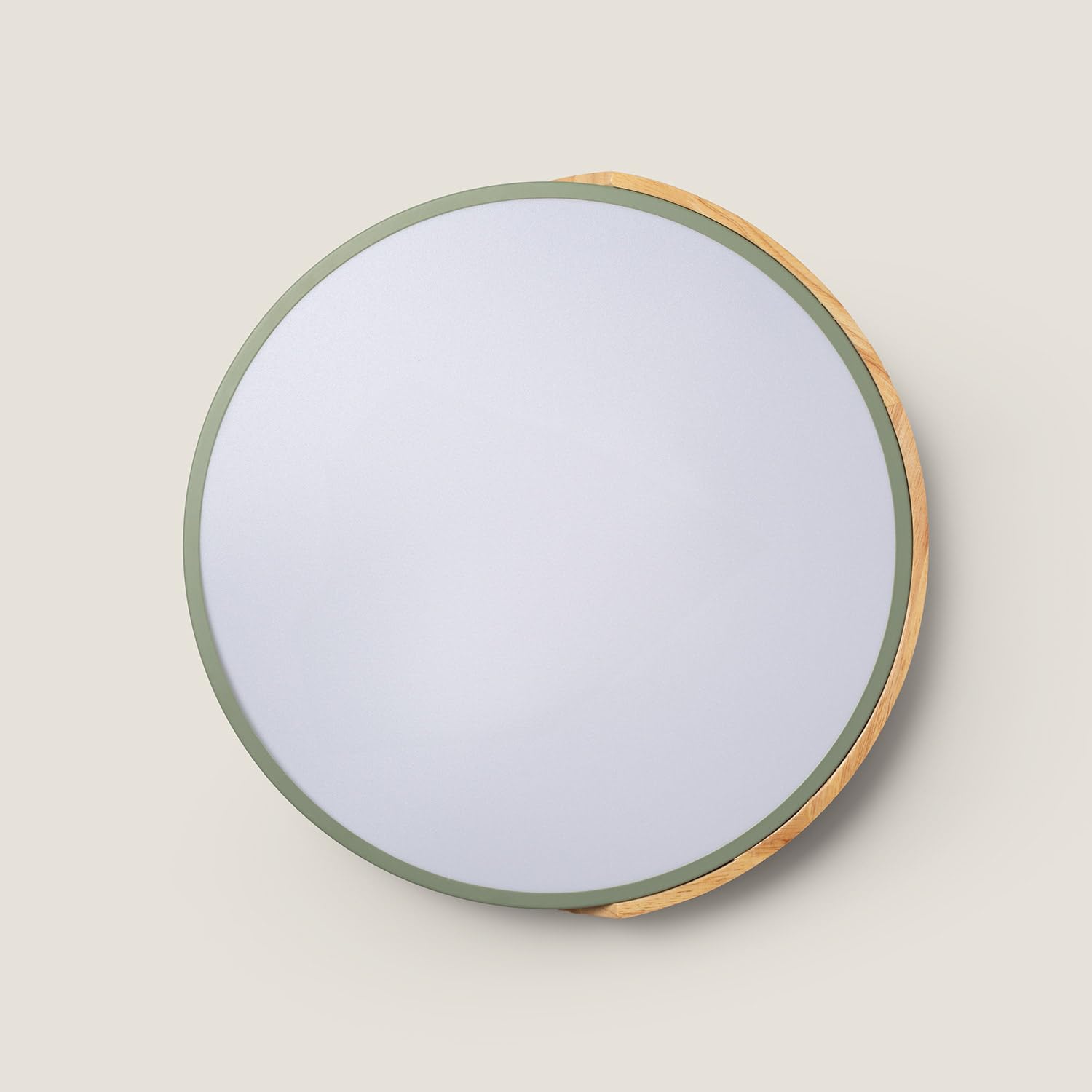 LEDKIA Plafoniera LED Circolare da 24 W in Legno e Alluminio, Ø 418 mm, CCT | CCT Selezionabile | Ø418 mm | Metallo e Legno | Verde Celadon