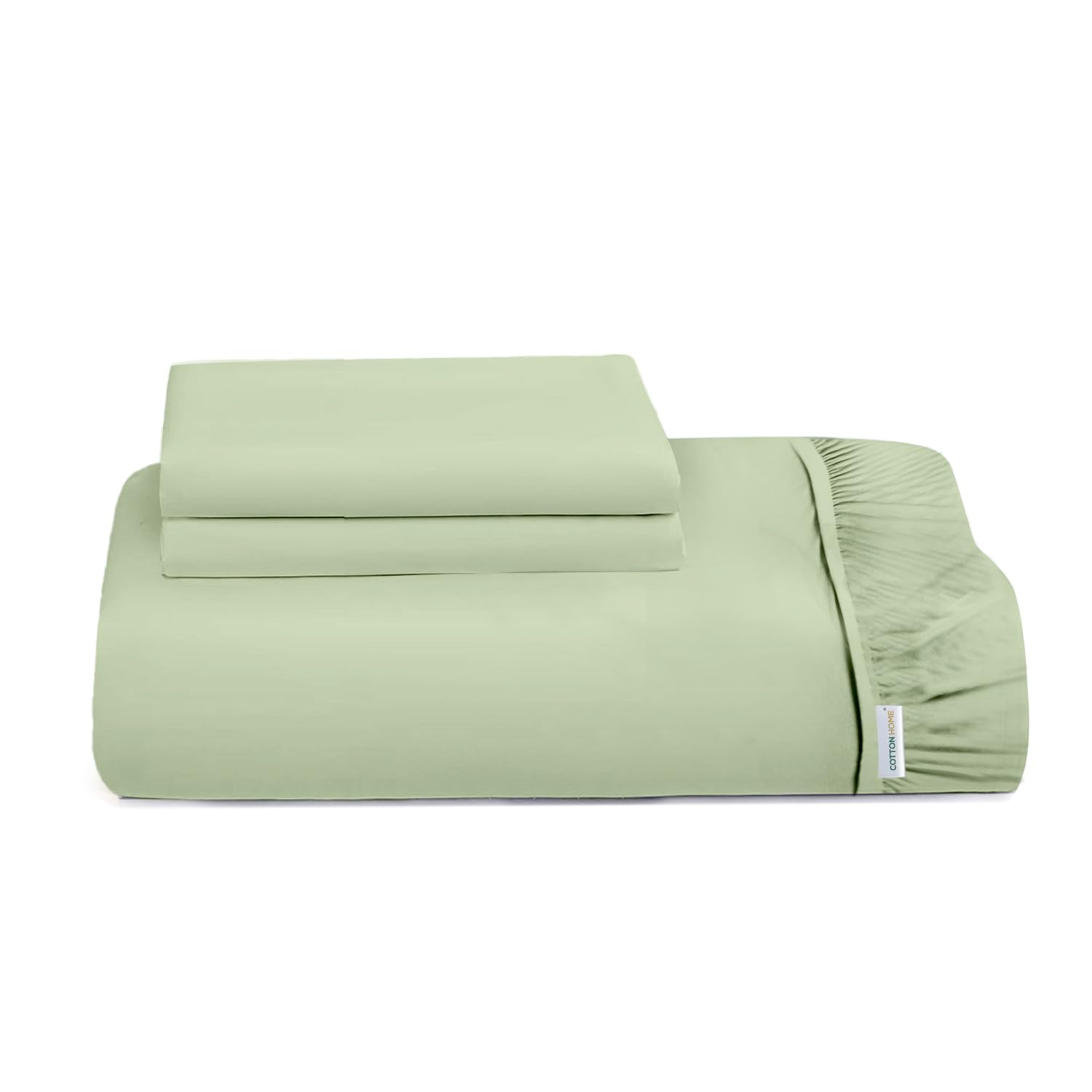 Cotton Home® 3 Piece Fitted Sheet Set 160x200cm with 2 Pillow Cover Hotel Luxury Supersoft Twin Size Bed sheet Comfortable Lightweight Breathable Bedding Set Fits up to 30cm Deep Pocket (Mint Green)