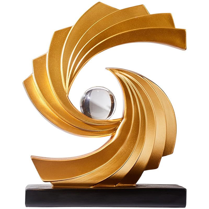 XYQXYQ Abstract Art Statue,Modern Gold Minimalist Decoration,Geometric Abstract Sculpture,Decoraciones para Sala Bedroom Office Coffee Tabletop Centerpiece Decoration Resin Collectibles (Gold)