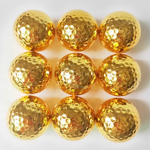 Image of Jugaoge Electroplated Gold Double-Layer Golf Balls, Shiny Gold Golf Balls for Gifting