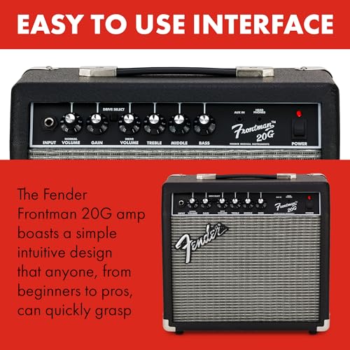 Image of Fender Frontman 20G Guitar Amplifier | 20W Practice Amp, 8-Inch Fender Special Design Speaker, Clean and Drive Channels, 3-Band Eq, Aux and Headphone Jacks