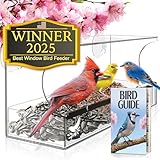 Window Bird Feeder by Nature’s Hangout - Award-Winning Clear Acrylic Bird Feeders for Outdoors, No Assembly, Strong Suction Cups, Bird Watching for Cats, Easy-to-Clean Birdhouse