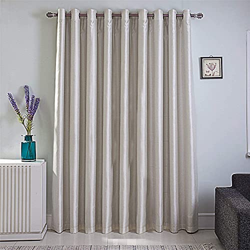 Image of GYROHOME Extra Wide Blackout Curtain for Sliding Glass Door, Faux Silk Blackout Curtains (Beige Liner) Thermal Insulated Grommet Top (1Panel,100x108inch, Beige)