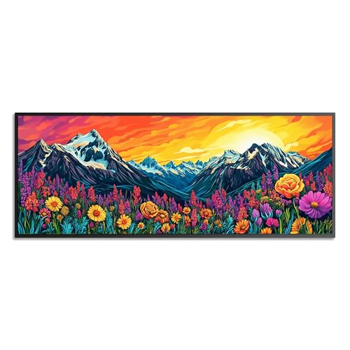 Wergund 5D DIY Large Diamond Art Kits for Adults Mountain, Large Size Diamond Art Flower, Full Drill Crystal Rhinestone Embroidery Cross Stitch Arts Craft Canvas Home Wall Decor Gift 12x30Inch