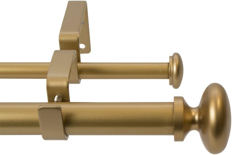 Meriville 1-Inch Diameter Prima Telescoping Double Window Treatment Curtain Rod, 84-Inch to 120-Inch, Royal Gold 84"-120" Royal Gold