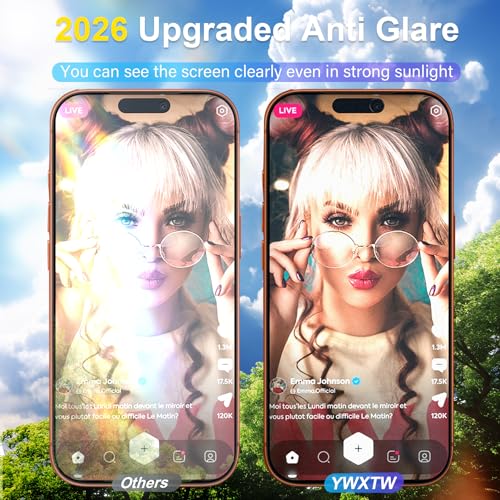 Image of YWXTW 2 Pack for iPhone 17 Pro Max Matte Privacy Screen Protector 6.9 Inch + 1 Set Camera Lens Protector, Anti Spy Anti Glare 17 Pro Max Tempered Glass Film, Anti Fingerprint, Bubble Free