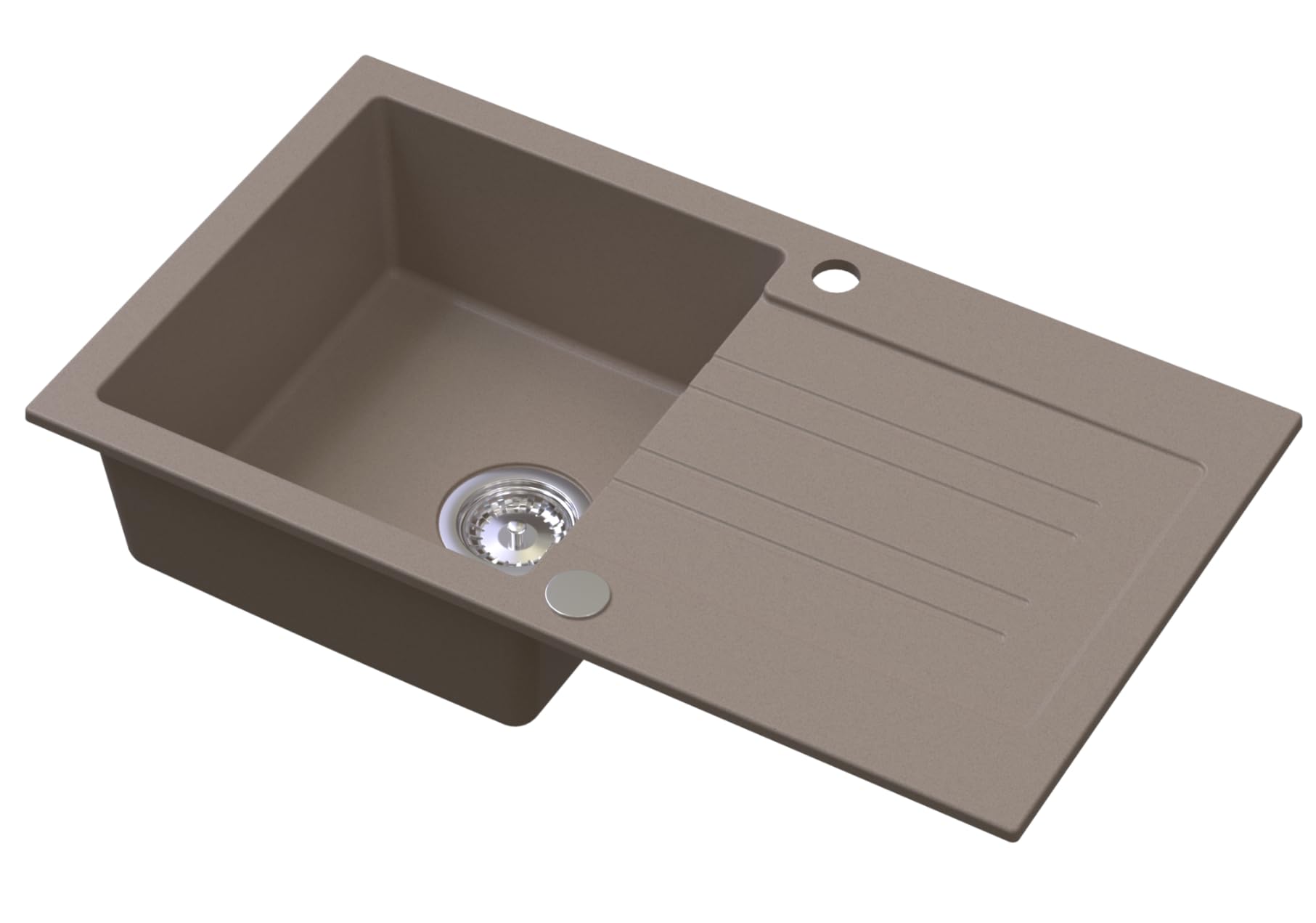 Lavello PIXEL Vasca Singola Lavello In Granito 77x44x18,5cm Beige, Lavello Da Cucina Di Alta Qualità Con Sifone, Scolapiatti, Facile Da Pulire, Resistente Ai Graffi, Design Moderno