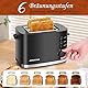Aigostar Energy - Toaster 2 Scheiben mit Brötchenaufsatz, extra breite Toastschlitze & Brotzentrierung, 6 Bräunungsstufen, Abbruch-, Auftau- & Aufwärmfunktionen, Krümelschublade, 800W, Schwarz