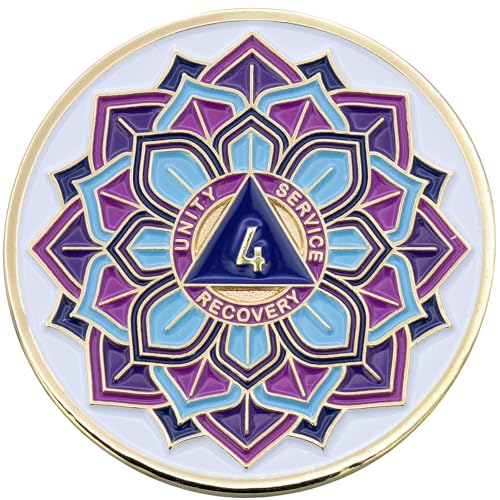 4 year aa coin - sobriety mint 39in bloom39 lotus flower recovery medallionchip - whitegold