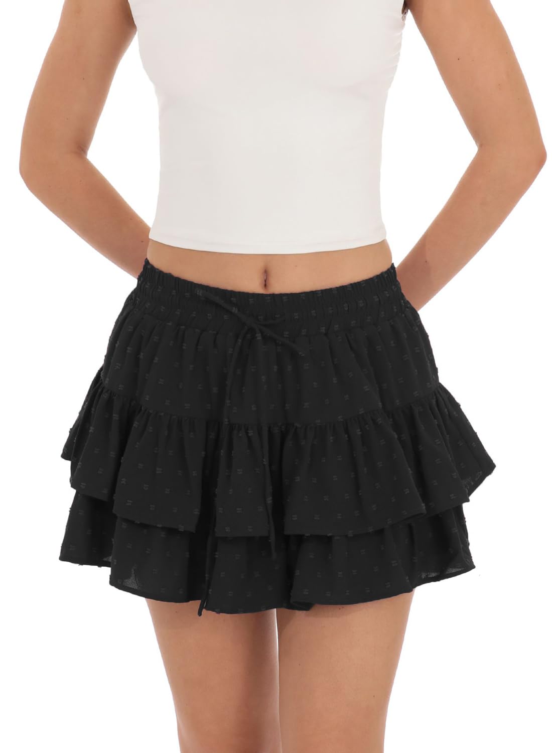 Vcindai Damen Sommerrock Kurz Minirock Sommer Rüschen Rock mit Shorts