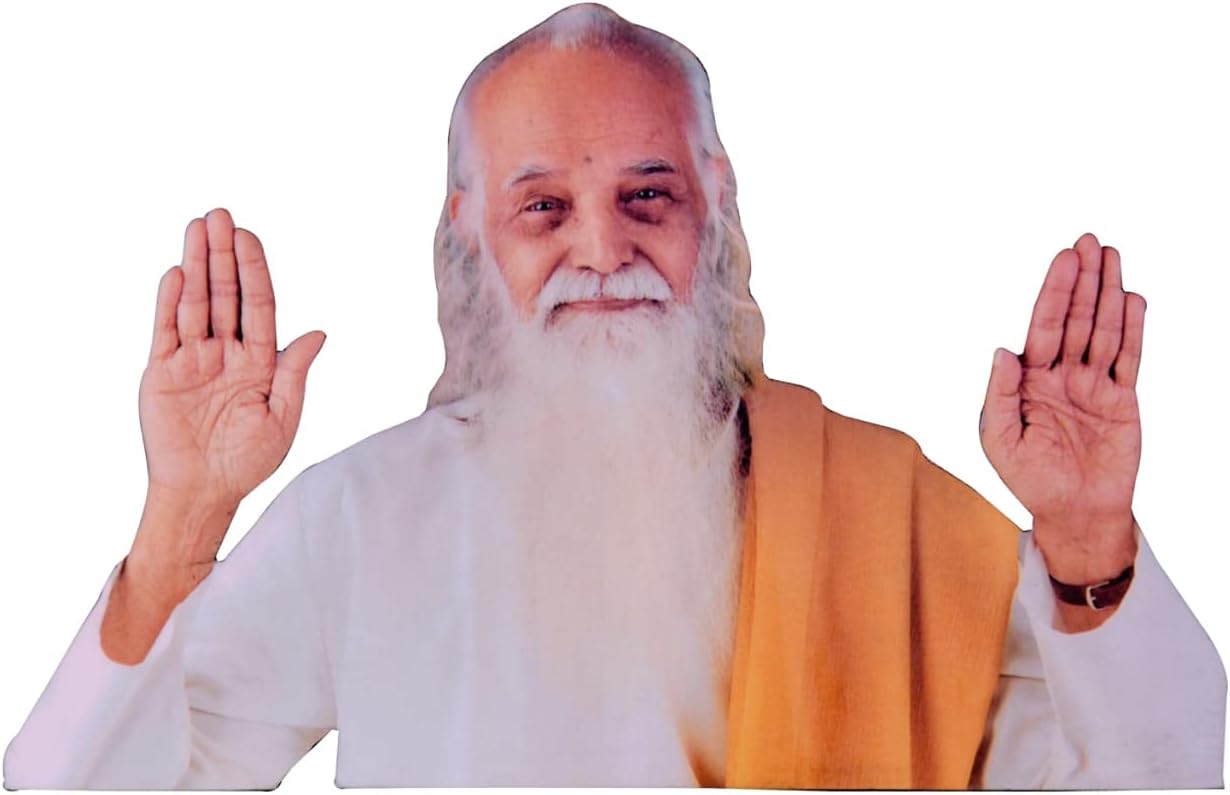 Vils Yogiraj Shri Vethathiri Maharishi Divine Holy Blessing Wood & Plastic Photo Frame Cutout with Backstand for Pooja/Gift (8 inch X 5.5 inch)