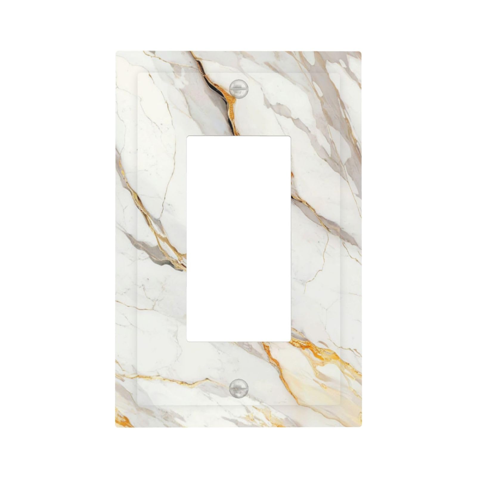 Light Switch Cover Plate White Gold Marble Modern Abstract Luxury 1 Gang Outlet Covers Single Rocker Decorative Switch plates Electrical Wall Plates GFCI Receptacle for Bathroom Bedroom Decor-image-30