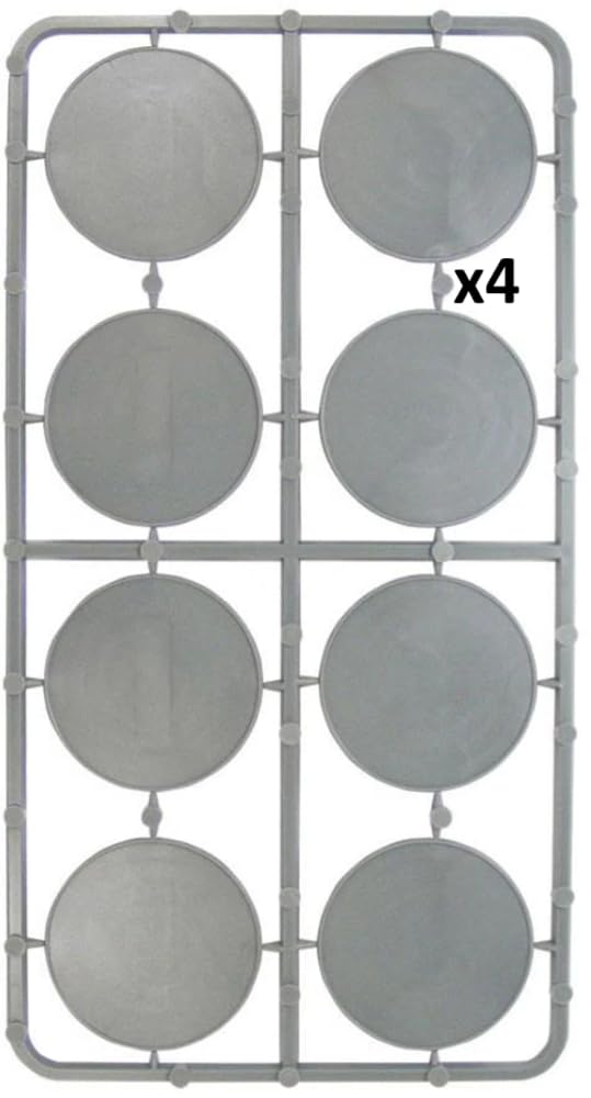 Warlord Games 32pcs 40mm Round Plastic Lipped Miniature Bases, Grey