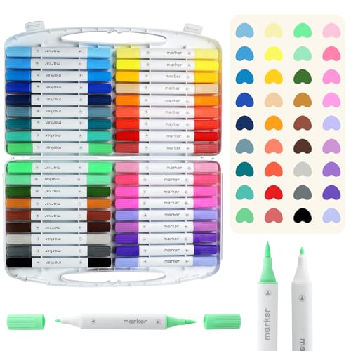 HOWAB Rotuladores Acrílicos de Doble Punta: Lot de 36 Rotuladores Colores con Punta Fina para Lettering, Piedras, Papel, Tela y Madera, Acrylic Markers para Manualidades y Arte Profesional