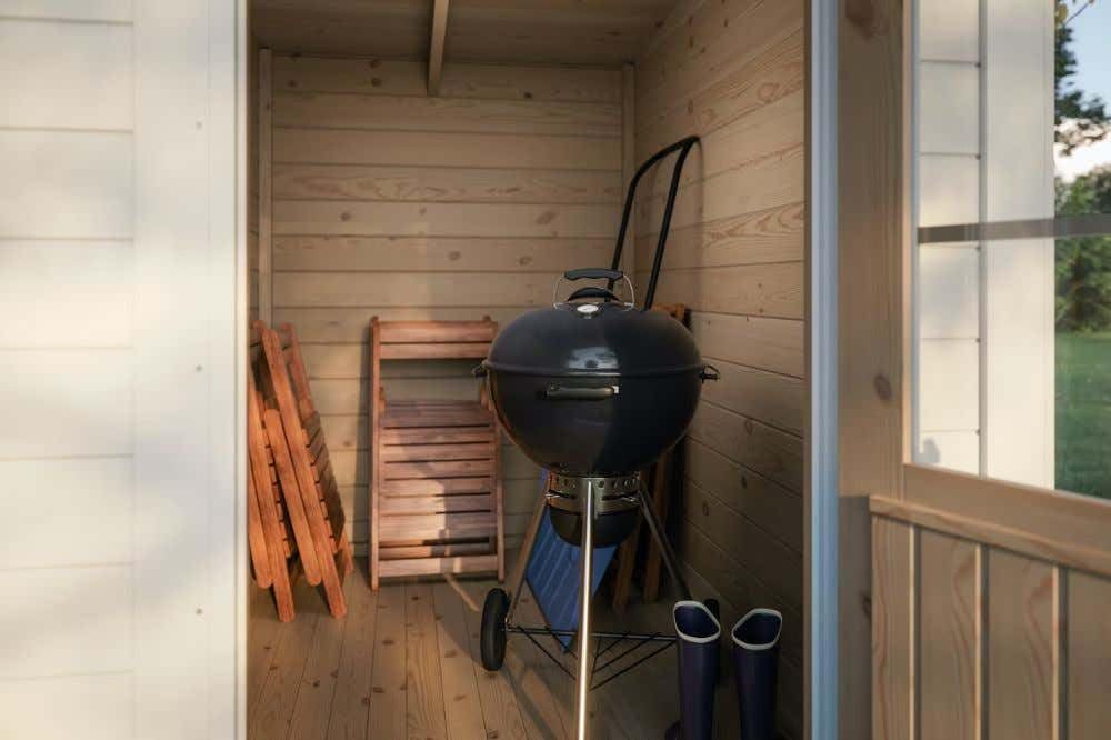 Alpholz Schwedenhaus Margareta Gartenhaus aus Holz, Holzhaus mit 34 mm Wandstärke, Blockbohlenhaus mit Montagematerial