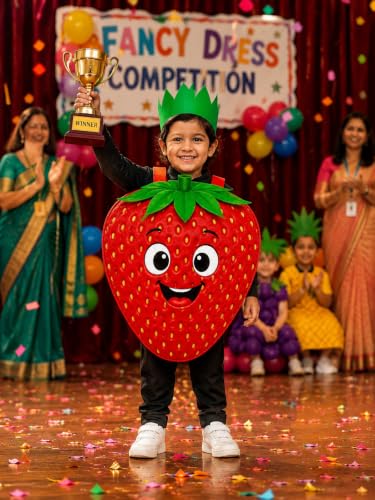 Image of Raj Costume Kids Fruit & Vegetable Fancy Dress Costume | Soft Felt Fruit and Vegetable Cutout Costume for Boys & Girls | School Annual Function