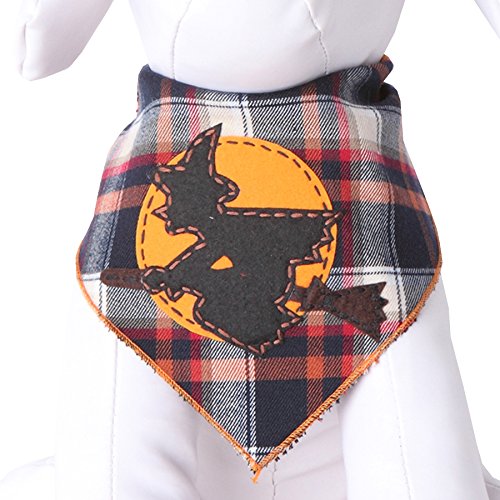 Tail Trends Halloween Dog Bandanas with Flying Witch Designer Appliques 100% Cotton (M)