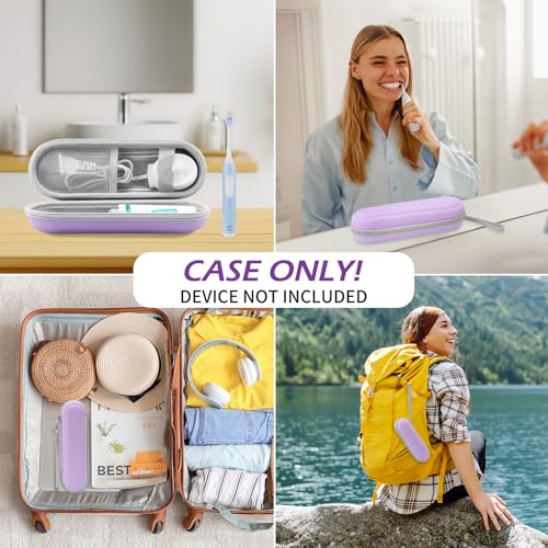 Image of Toothbrush Travel Case for Oral B /Oral-B Pro 1000 1500 5000 7000 & Philips Sonicare 4100 1100 5300 5100 6100 /iO Electric Toothbrush, Hard Protective Storage Bag, Light Purple, Hard Travel