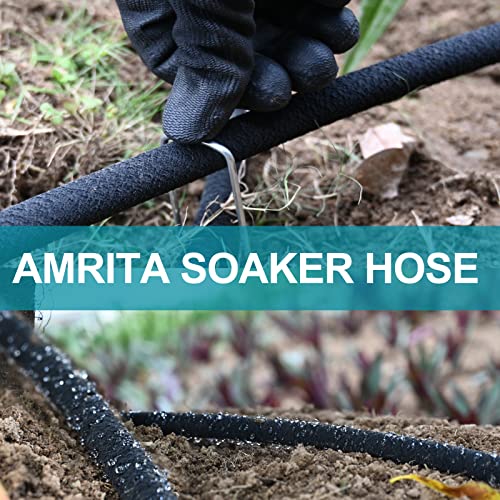 Amrita Soaker Hose Kit,1/2Inch 100Ft Rubber Garden Hose 70% Water Saving,Black Heavy Duty Soaker Hose For Garden Lawn,Garden Raised Beds.(1/2-100Ft) #TOP6