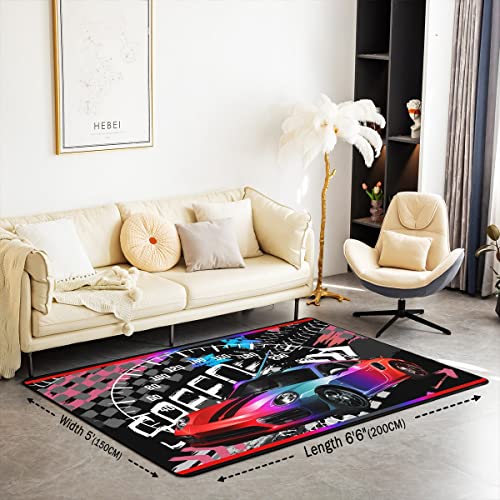Race Car Area Rug 100x150cm Speed Sports Car Living Room Rugs For Bedroom Home Decor Extreme Sports Carpet Ultra Soft Non-Slip Indoor Floor Mat - Image 2