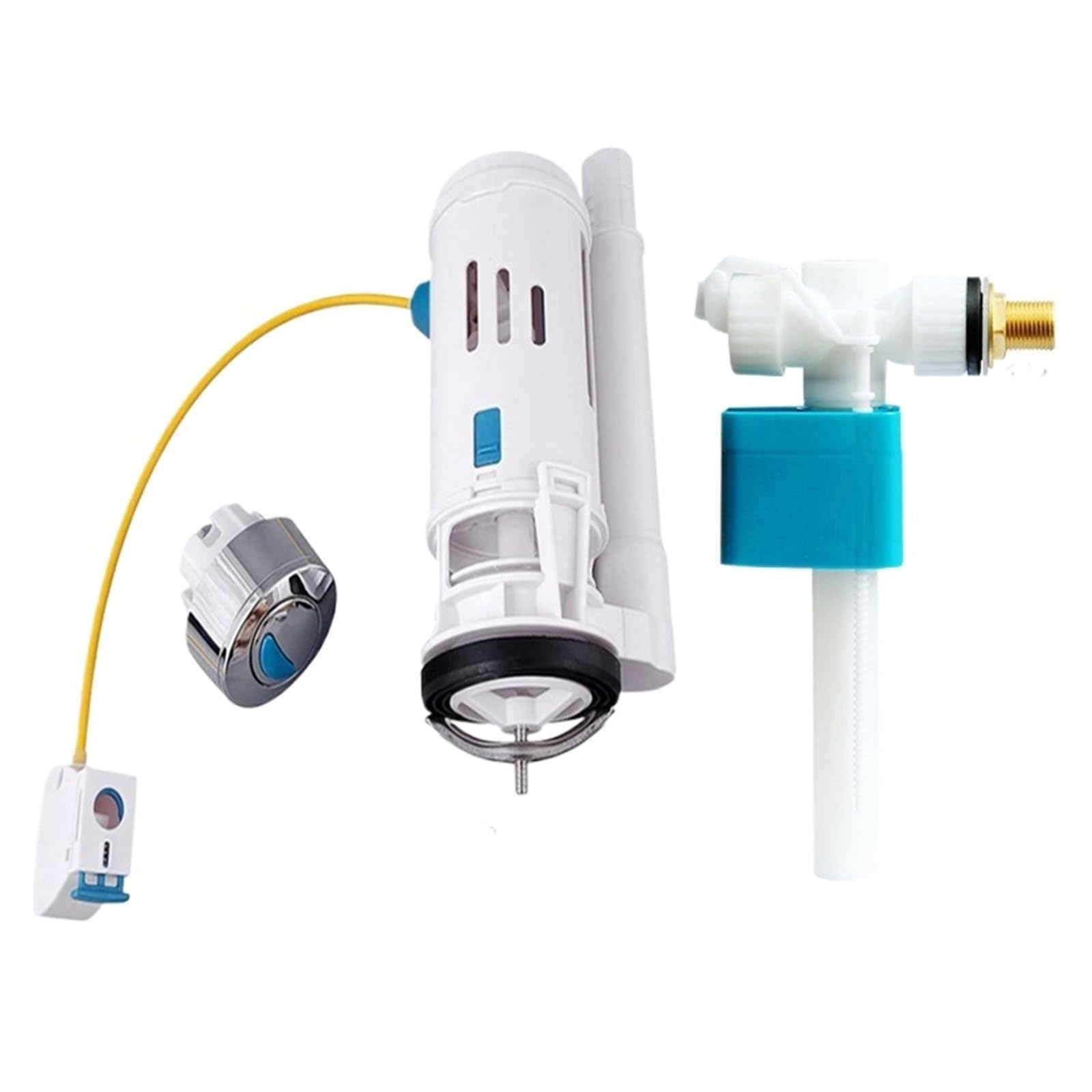 XPJYUA Toilet Drain Valve Linear Control Toilet Fitting Outlet Valve Water Saving Flush Kit Tank Drain Fittings System(1-piece side inlet-1)