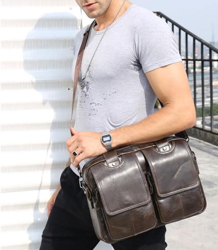 Multi Functional Shoulder Bag Layer Cowhide Handbag Crossbody Briefcase