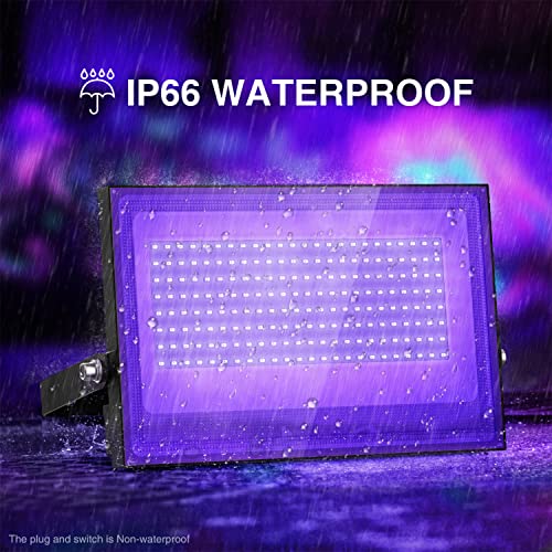 Image of Onforu 150W LED Black Light, Blacklight for Glow Party with Plug, 2 Pack | IP66 Waterproof Black Flood Light for Dance Party, Glow in The Dark, Halloween, Body Paint, Fluorescent Poster, Neon Glow