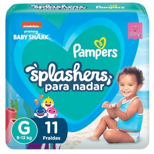 Fralda Pampers Splashers Para Nadar Baby Shark Tamanho G 11 Unidades