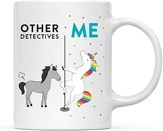 Andaz Press Funny Quirky 11oz. Ceramic Coffee Tea Mug Thank You Gift, Other Detectives Me, Horse Unicorn, 1-Pack, Birthday Christmas Ideas Coworker, Gift Box Detective Mug Detective Coffee Mug