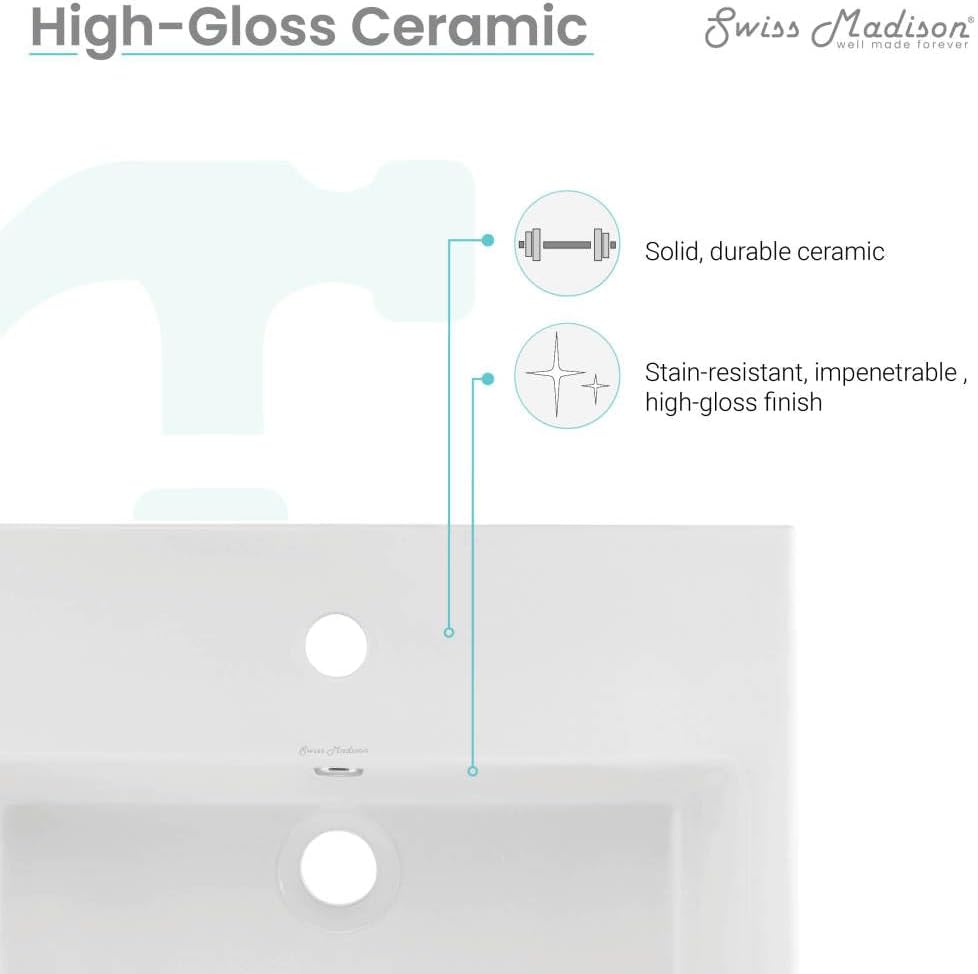White Ceramic 21" Wall-Mount Bathroom Sink