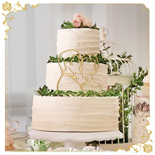 12 Pcs Art Couple Face Cake Topper Gold Face Cake Topper Boho Cake Topper 12 Styles Acrylic Minimalist Art Lovers Face Cake Decorations For Wedding Valentine's Day Wedding Anniversary Party #TOP4