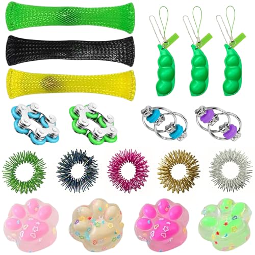 19 Stück Fidget Spielzeug Fidget Toys Kinder,Skills Set ADHS Spielzeug für Schule Stress Reduzieren Und Die Konzentration Fördern Geeignet für Büros, Reisen Und Warteschlangen