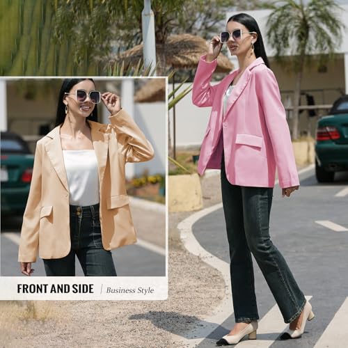 Women's Blazer - Loose Fit Suit Jacket with One Button Closure, Casual & Formal Dress Jacket Without Shoulder Pads4