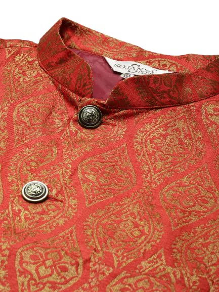 Image of SOJANYA (Since 1958, Men's Silk Blend Grey Kurta Pyjama & Silk Blend Jacket Combo
