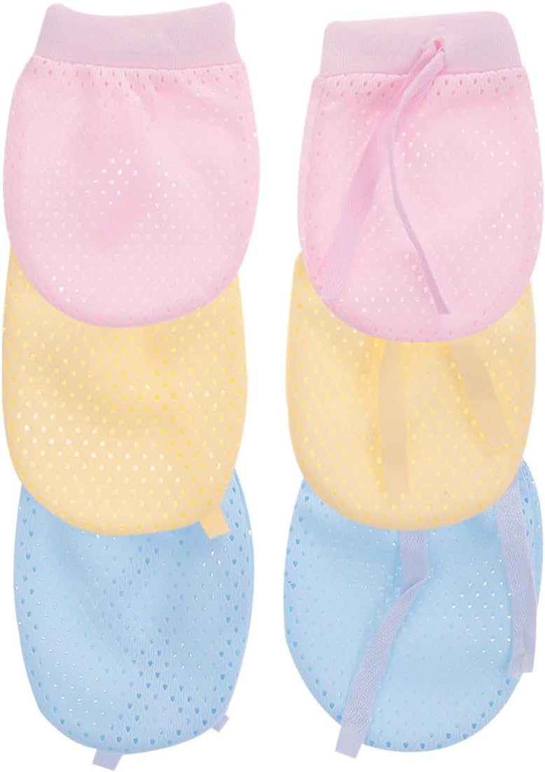 6pcs Baby Anti Scratching Gloves Ice Silk Cotton for Newborns