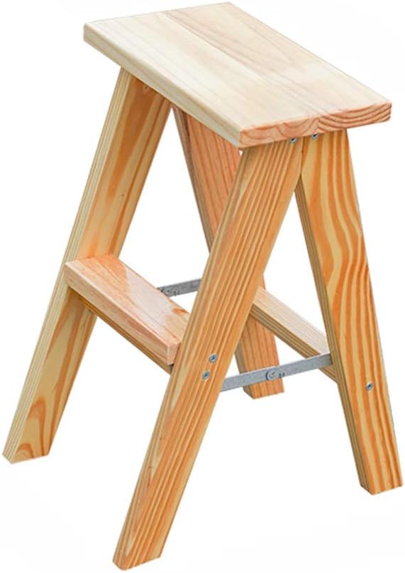 ZCF Step Ladders Wood 3-Step Ladder, Folding Step Stool Portable Save Space Stairs Stool Anti-skid Stairs for Home Kitchen Dining Table High Bench (Color : Style1)