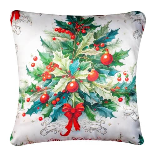 Image of Decorative Satin Sofa Cushion Covers Set of 5, 16 x 16 Inches, Multicolor Floral Printed Pillow Covers for Living Room, Bedroom, Couch & Sofa, Soft Glossy Fabric, Zipper Closure