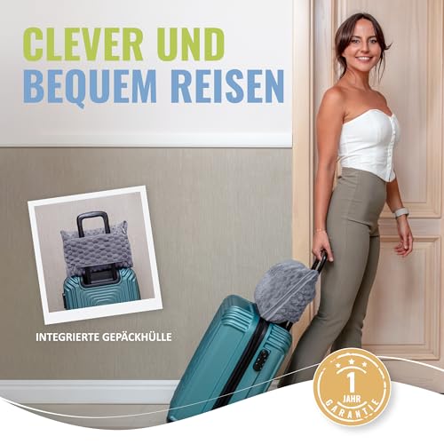 BOACAY Packbare Reisedecke für Flugzeug, Auto - Kompakte Bürodecke - Tragbares Kissen für Erwachsene, Kinder mit Hülle, Gepäckhülle, Rucksackclip