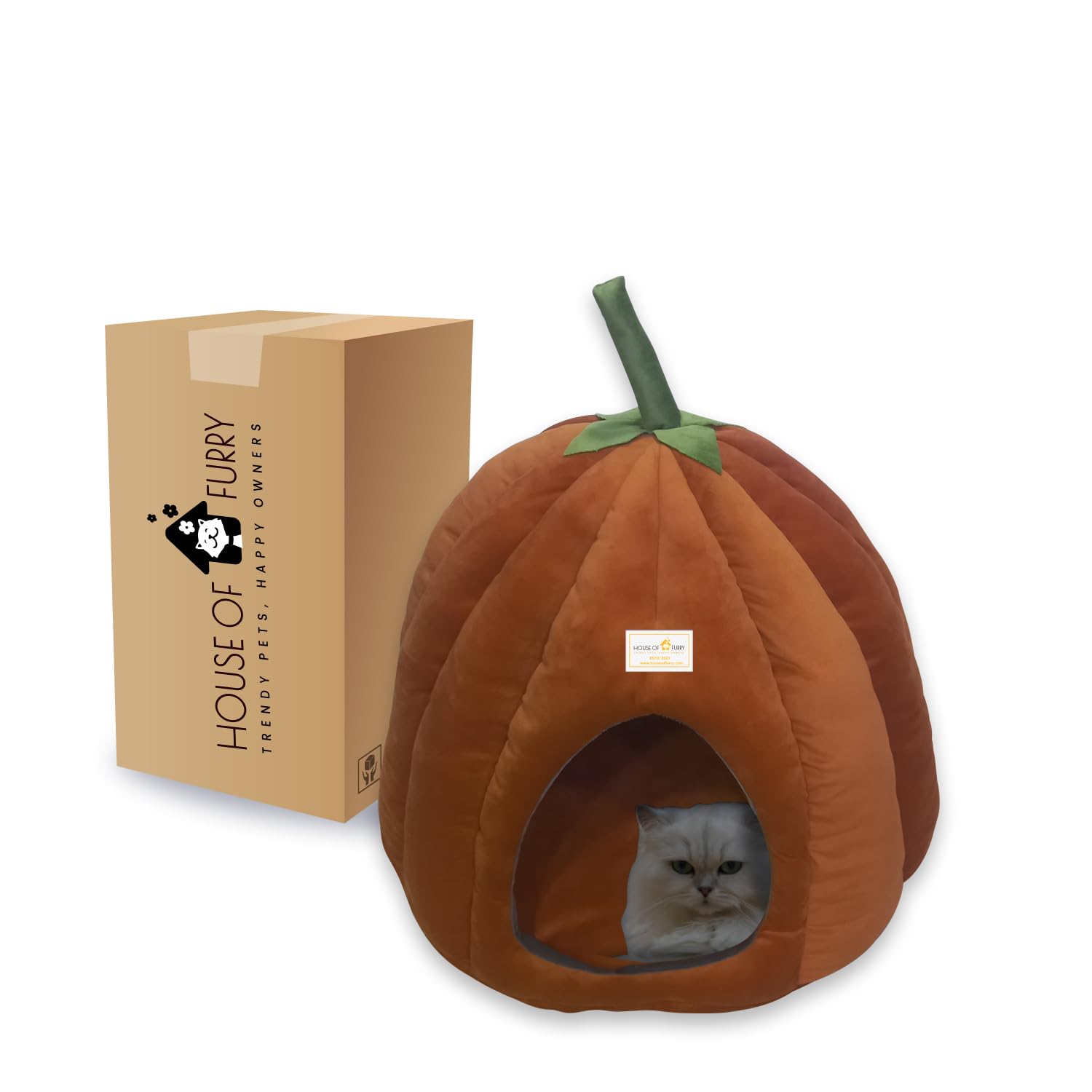 HOF Cat Kittens Pet House with Soft Italian Velvet Pumpkin Design, Puppies and Small Dog | Persian Cat House with Anti Skid Bottom | (48 CM * 48 CM *48 CM) (B0BVMMZ9TF) Amazon Price History, Amazon Price Tracker